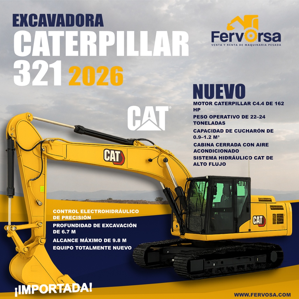 Excavadora Caterpillar 321 2026 | Disponible en México